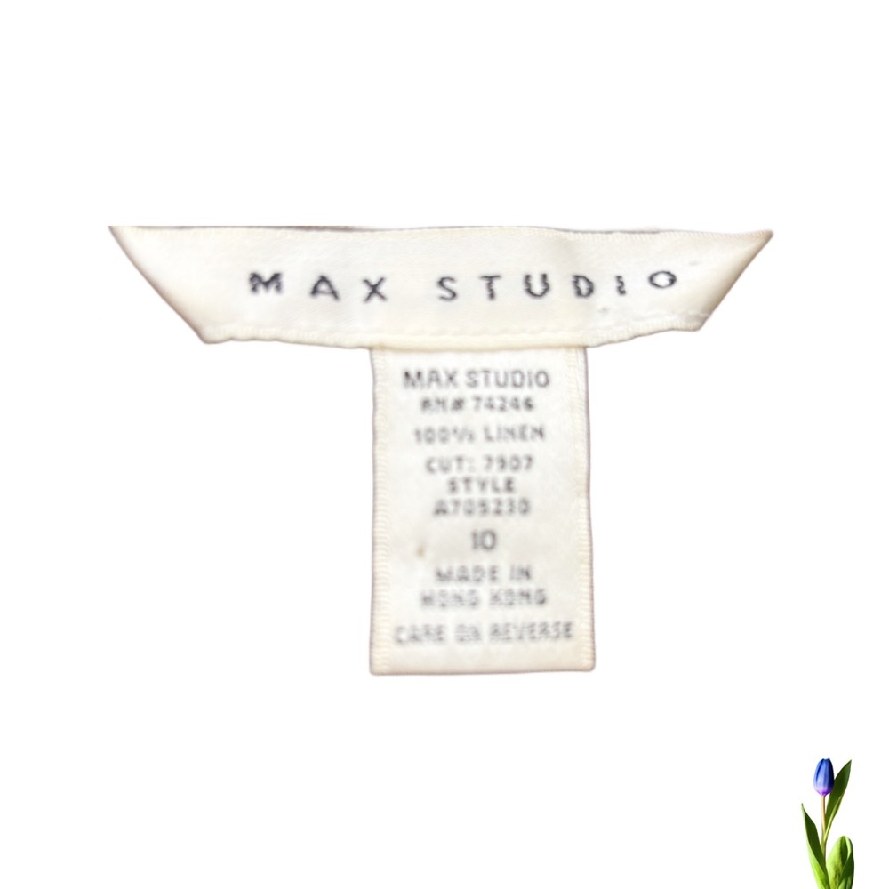 Max Studio Brown Crop linen top, linen tank top, crew-neck top, Sleevele… - Picture 4 of 5